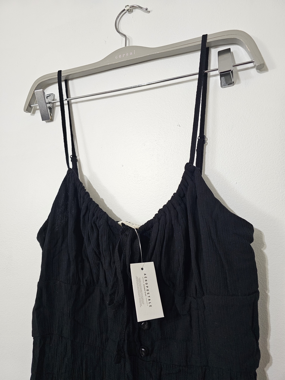 Aéropostale Black Notch-Neck Ruched Midi Dress